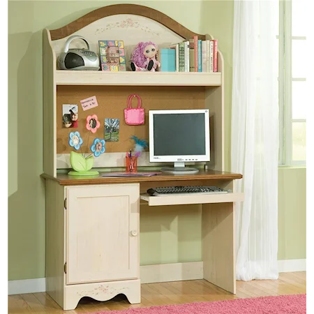 Studen Desk With 1 Door and 1 Rollout Drawer and Hutch With 1 Shelf and Cork Board